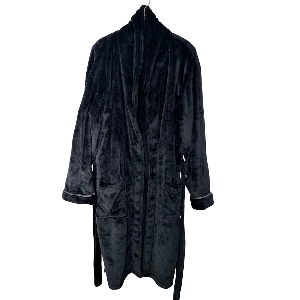 Tommy Bahama Black Plush Robe Mens Ultra Soft Fleece Shawl Collar Bathrobe NWT